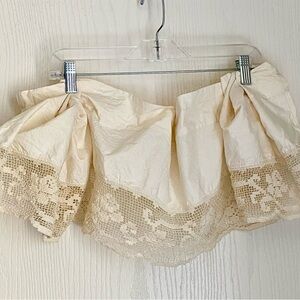 Unique Vintage Cream Lace Ruffled Valance Curtain